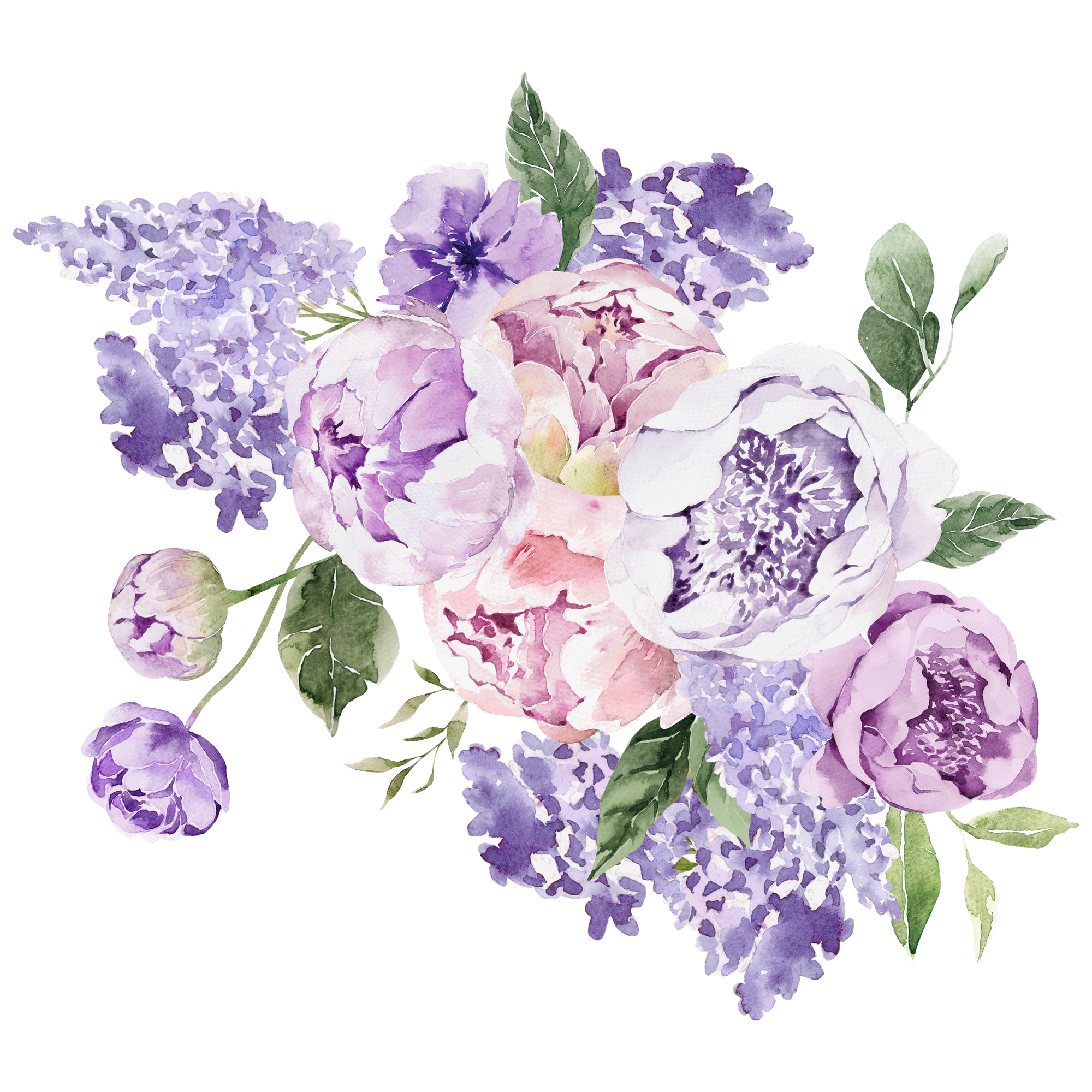 Watercolor bouquet of lavender flowers